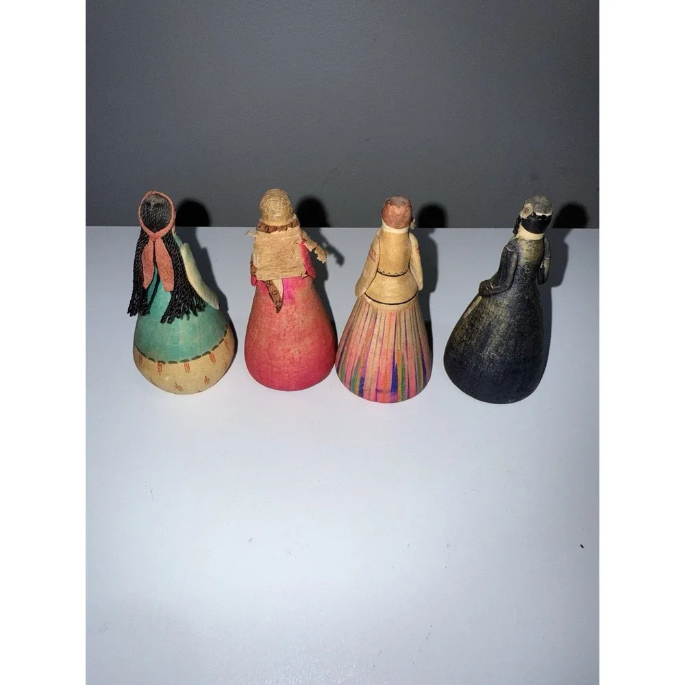 LOT Vintage Handmade & Painted Spun Cotton & Paper Mache‎ Dolls Russian Folk Art